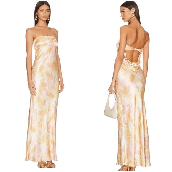 Bec + Bridge Floral Indi Satin Strapless Maxi Dress Strapless Size 2 NWT - Picture 1 of 11